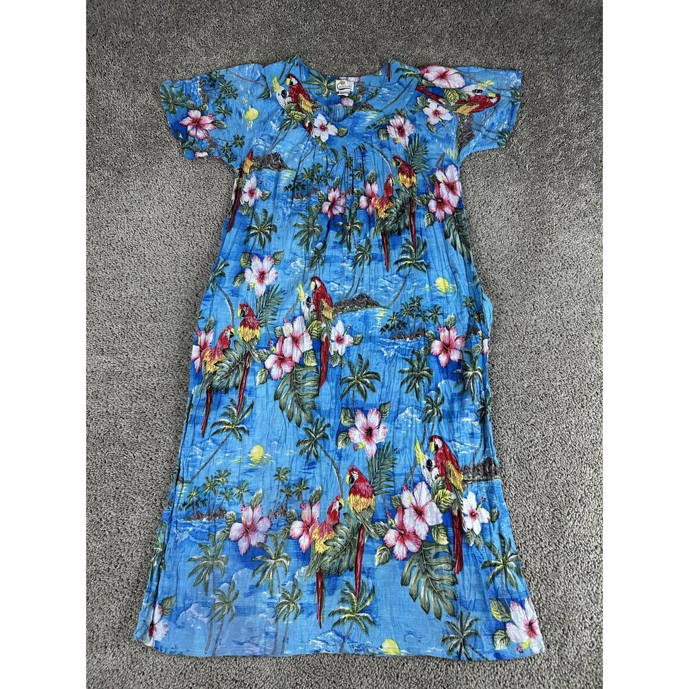 Daffodil Dress Womens Small Parrot Tropical Floral Short Sleeve Summer Beach